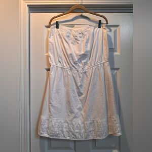 Gap strapless cotton summer eyelet dress Large!!!!